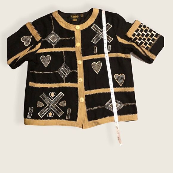 Flax Allure shacket type embroidered patchwork womens top art to wear - Picture 11 of 13